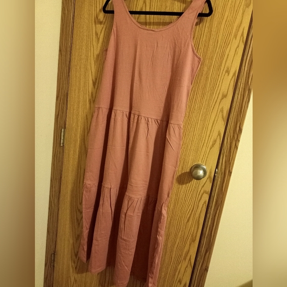 H&M Jersey cotton sleeveless Dusky Rose/brown color dress, Divided, size L - Picture 2 of 4